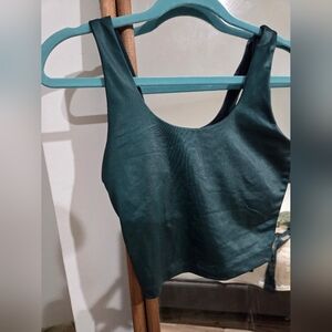 Spiritual Ganster Dark Teal Satin Crop Tank Top And Leggins Set.